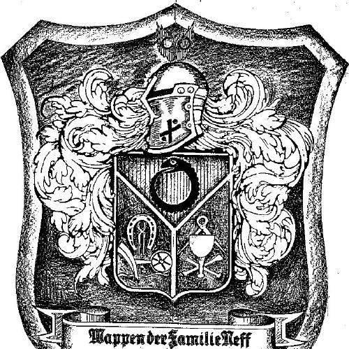 Scan des handgezeichneten Entwurfs des Wappens der Familie Neff.