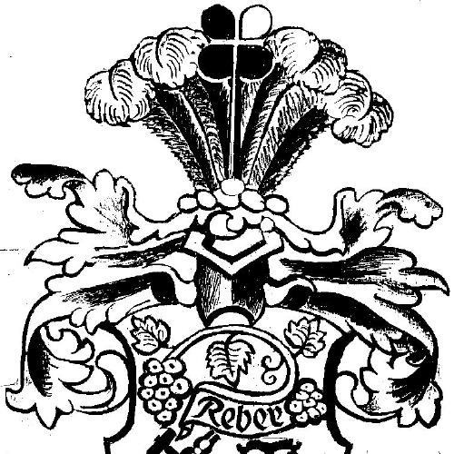 Scan des handgezeichneten Entwurfs des Wappens der Familie Reber.