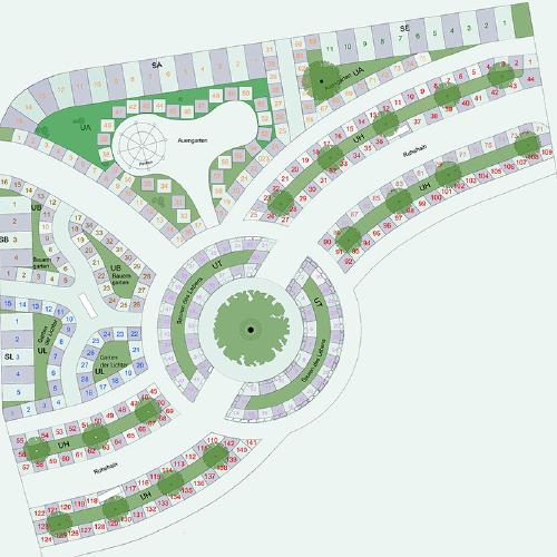 Plan des Bestattungsgartens in Troisdorf-Sieglar.